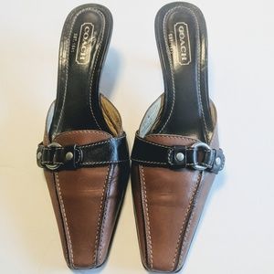 COACH Maddison Two-Tone Horsebit Slides Mules 7.5